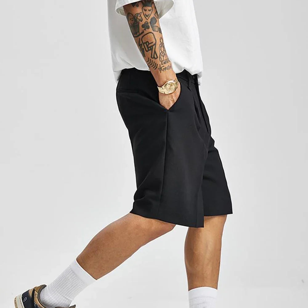 Modern men's tailored shorts with moisture-wicking comfort, essential for summer casual style.