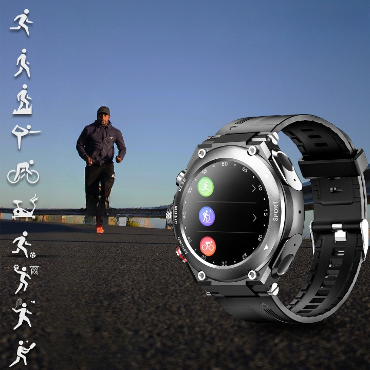 Bluetooth men's smartwatch with integrated wireless earbuds, perfect for calls, music, and activity tracking.