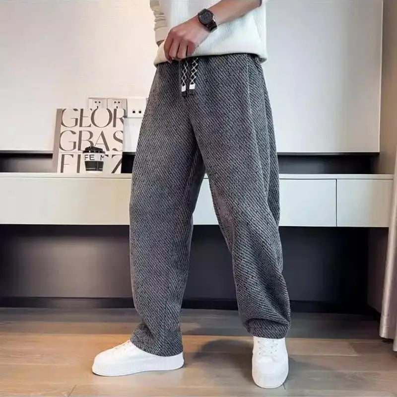 Men's soft brushed tapered knit lounge pants for ultimate winter comfort and casual wear.