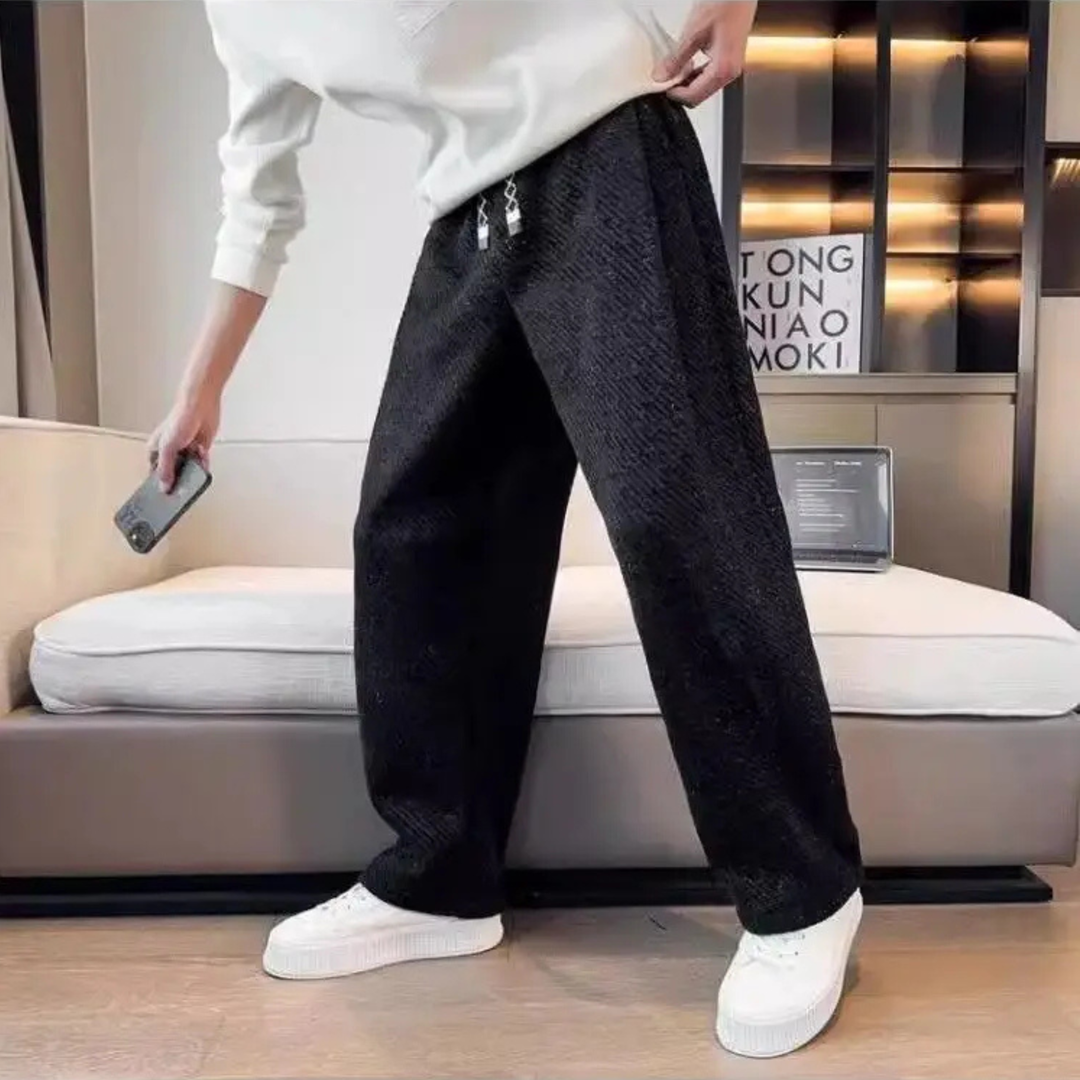 Relaxed fit men's tapered lounge pants made from a soft brushed knit fabric for all-day comfort.