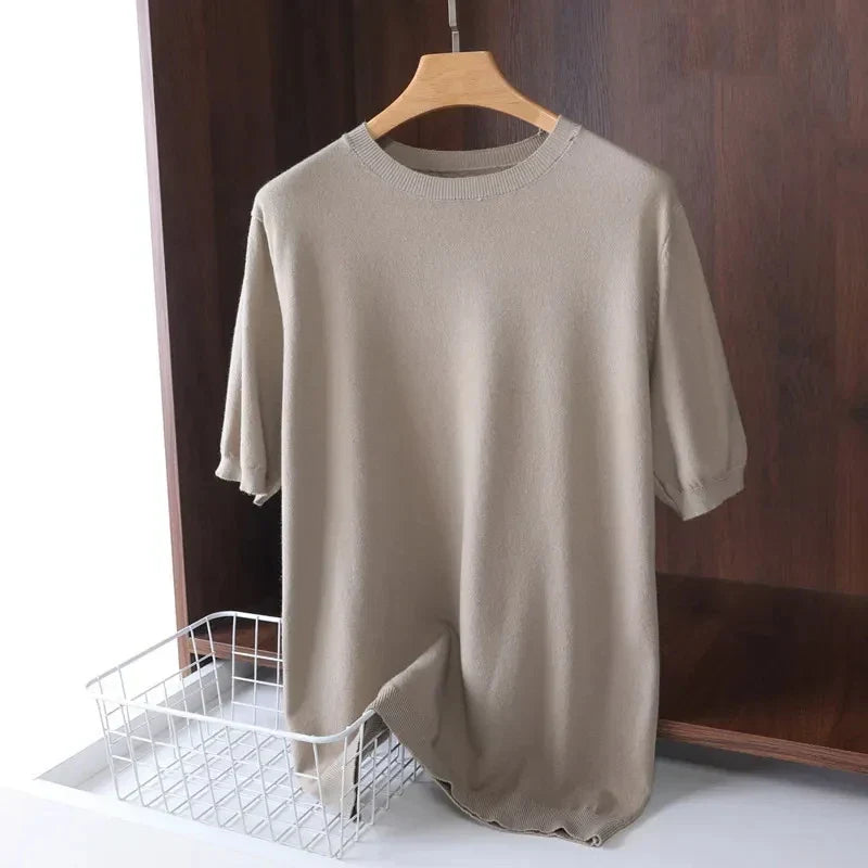 Folded men's everyday soft comfort tee in a vibrant color, ready for any casual occasion.