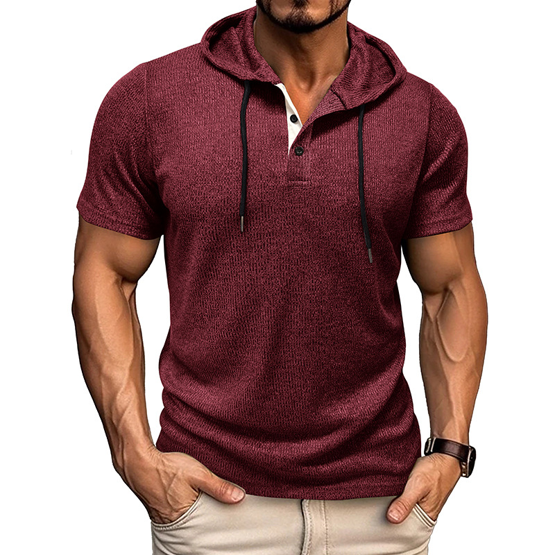 Comfortable men's hooded t-shirt, short sleeve & breathable, a lightweight pullover athletic top for active men.