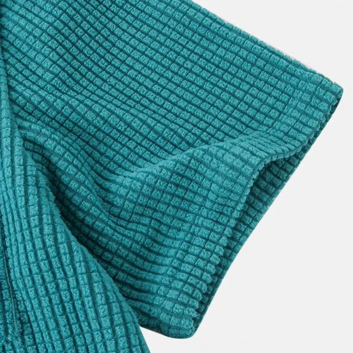 Men's casual corduroy button-up shirt, sea blue, ideal for relaxed yet stylish fall & winter outfits.