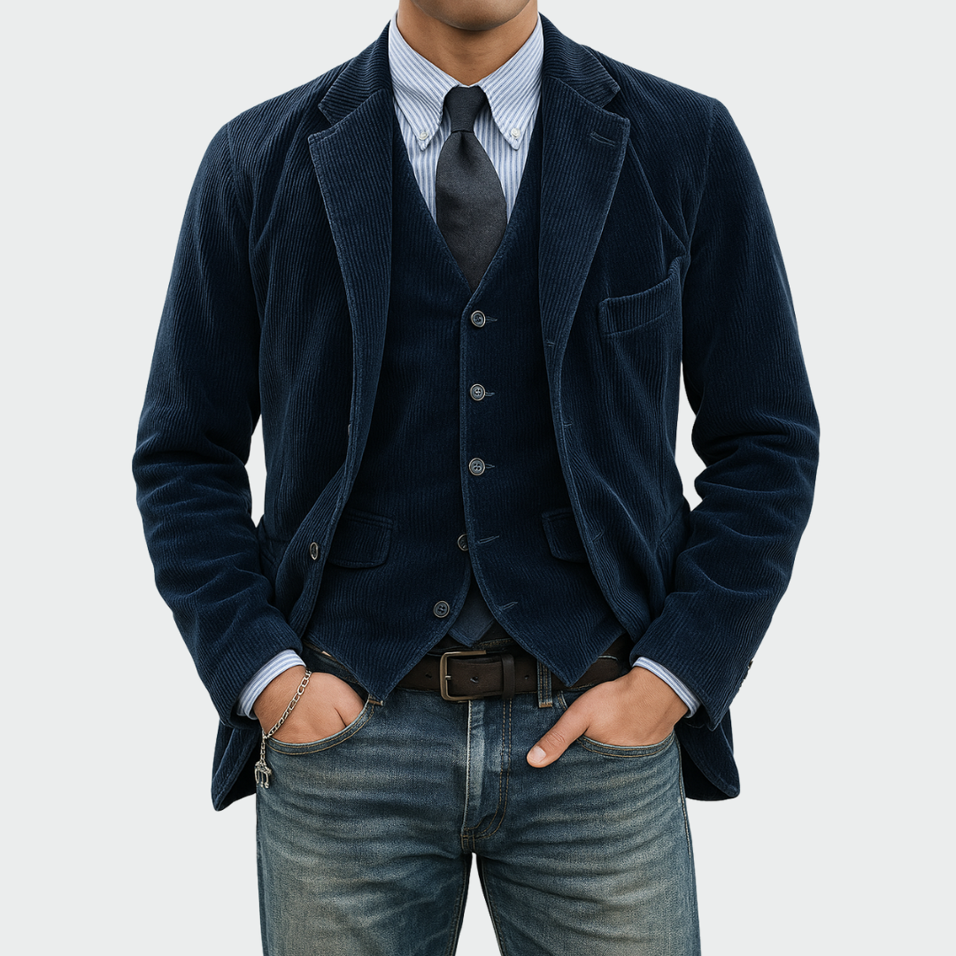 Men's sophisticated 2-piece blazer and vest set, ideal for formal wear, business casual, or party attire.