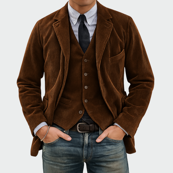 Formal men's 2-piece blazer and vest set, excellent for business meetings, weddings, or upscale party events.