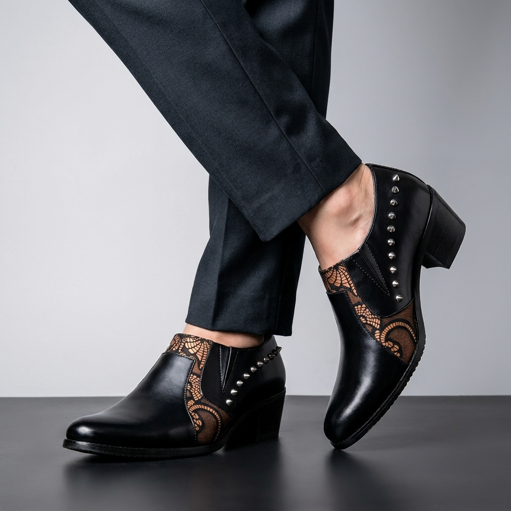 Men's sophisticated black slip-on loafers with a modern pointed-toe design, ideal for business casual or formal wear.