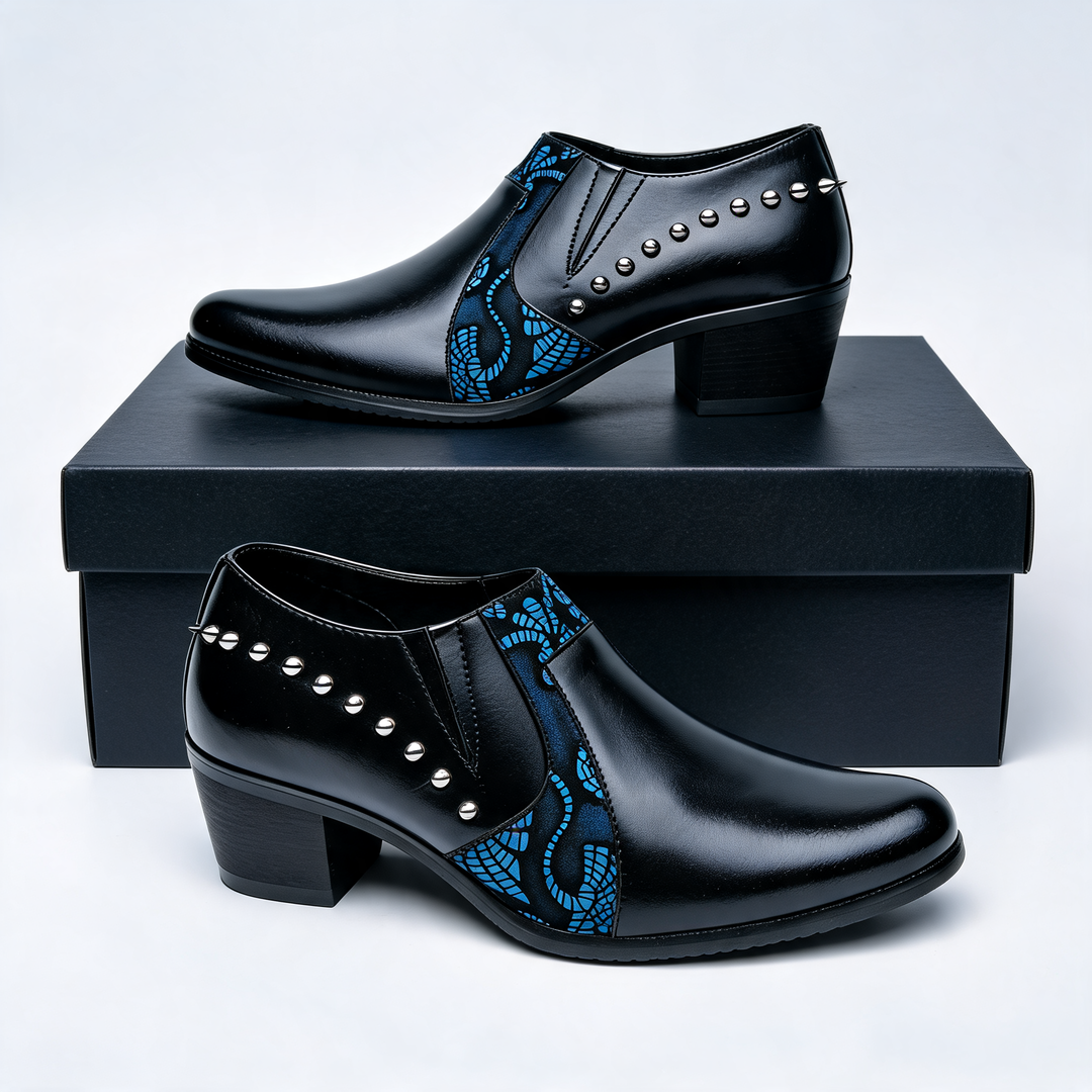 Fashionable men's black pointed-toe slip-on loafers; versatile footwear for business casual, formal, or elegant outfits.