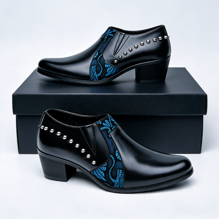 Fashionable men's black pointed-toe slip-on loafers; versatile footwear for business casual, formal, or elegant outfits.
