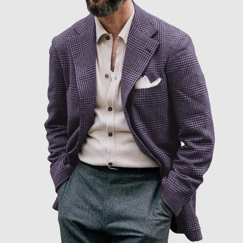 Men's sophisticated checkered blazer. Tailored fit, ideal for formal wear, business attire, or smart casual style.