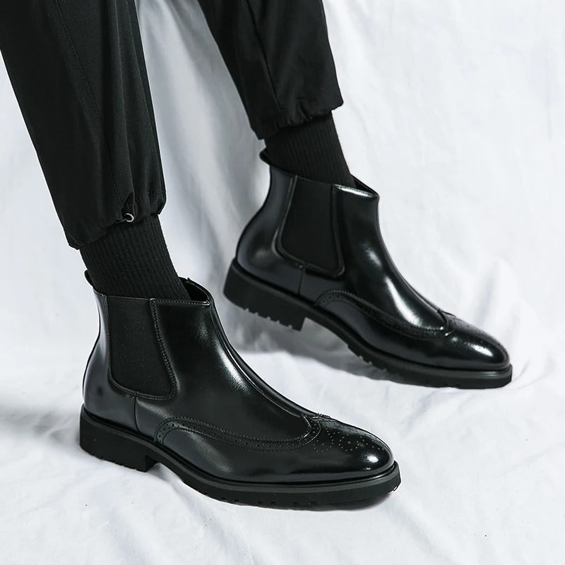 Gents' sophisticated slip-on Chelsea boots, combining comfort & sleek style effortlessly.