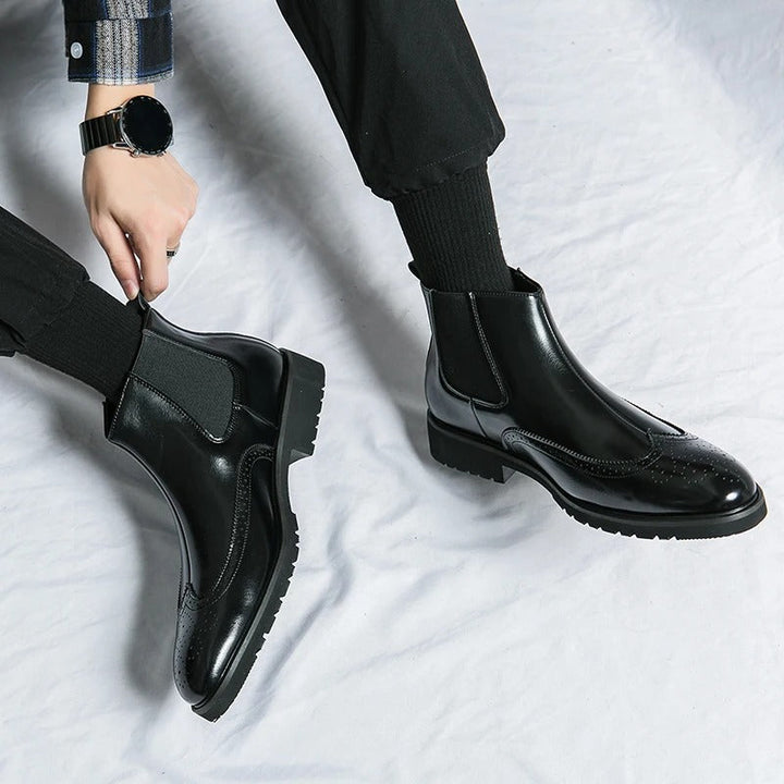 High-quality men's slip-on ankle boots, durable and fashionable Chelsea style.