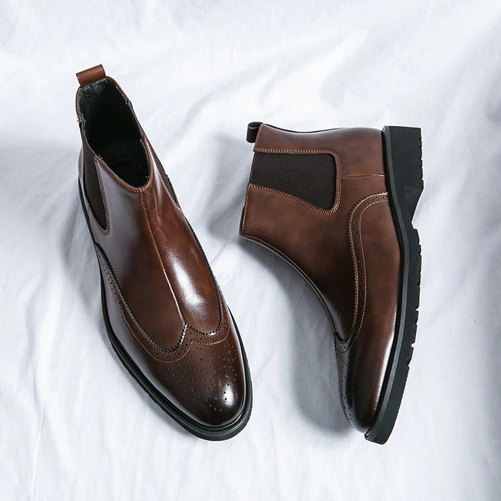 Comfortable brown men's Chelsea boots, versatile for sophisticated style.