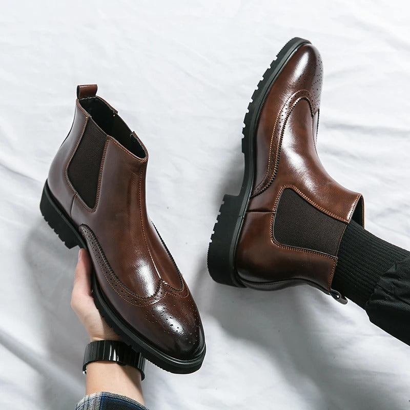 Premium men's slip-on Chelsea boots, durable leather for lasting wear.