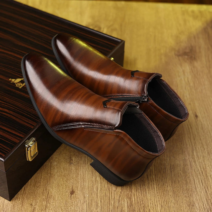 Stylish men's Sorrento ankle boots, perfect for formal or casual wear, featuring a comfortable zipper.