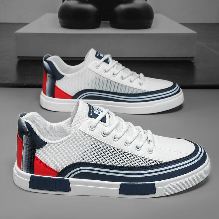 Close-up of men's Sorrento sleek sneakers, showcasing modern design, cushioning & texture.