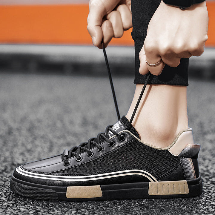 Black men's Sorrento sporty sneakers with blue accent, sleek, comfortable & lace-up.