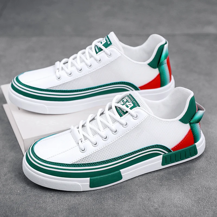 White men's Sorrento modern athletic shoes, cushioned for comfort, ideal walking sneakers.
