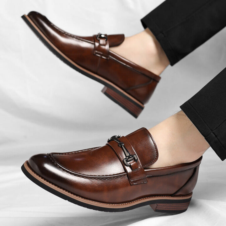 Polished men's Sorrento slip-on loafers, versatile dress shoes for formal events & smart casual ensembles.