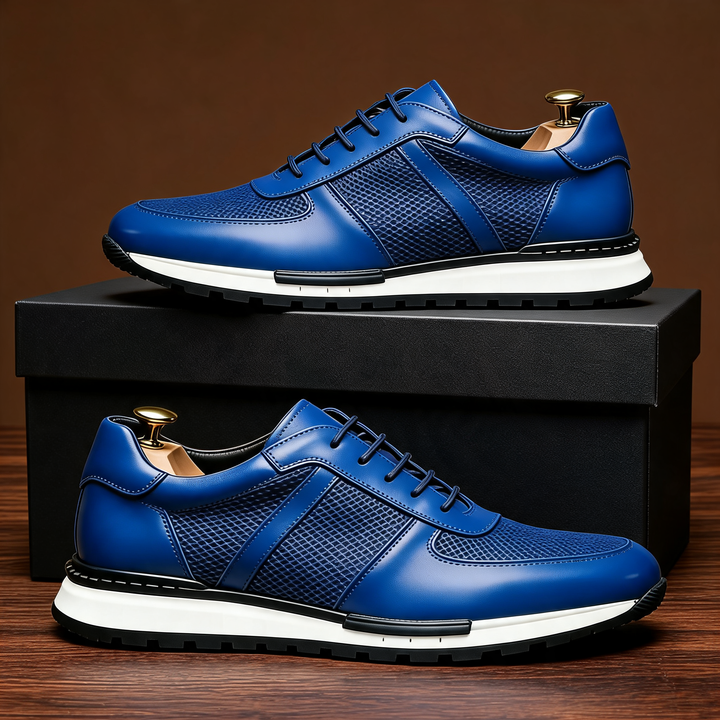 Men's Spencer lace-up platform sneakers with leather & mesh details for athletic casual style.