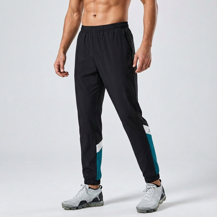 Allen men's black track pants, ideal for jogging, lounging, or athletic activities.