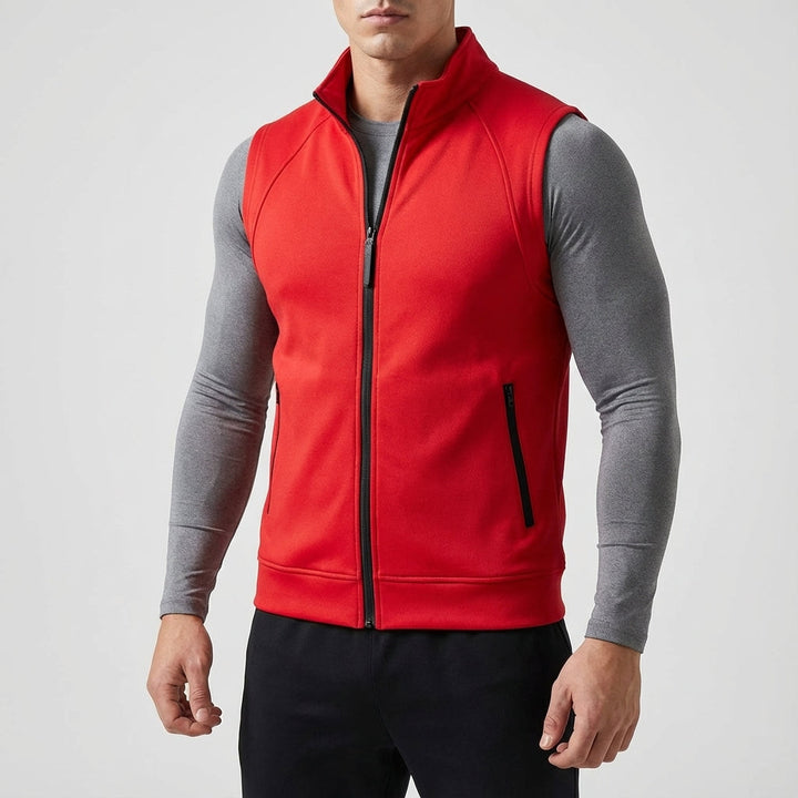 Durable men's outerwear gilet, padded and fleece-lined, offering warmth and style for active men.