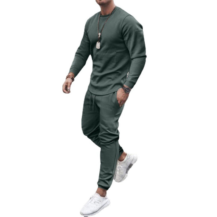 Close-up of comfortable men's performance tracksuit fabric, ideal activewear for gym, sports, or loungewear.