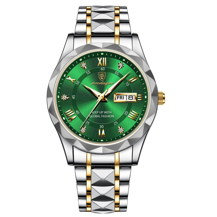 Men's classic timepiece: stainless steel, luminous display, and reliable quartz movement.