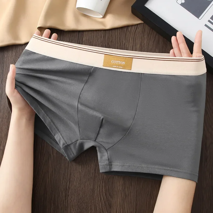 Close-up of flexible fabric on men's comfort boxer briefs, perfect for active or daily use.