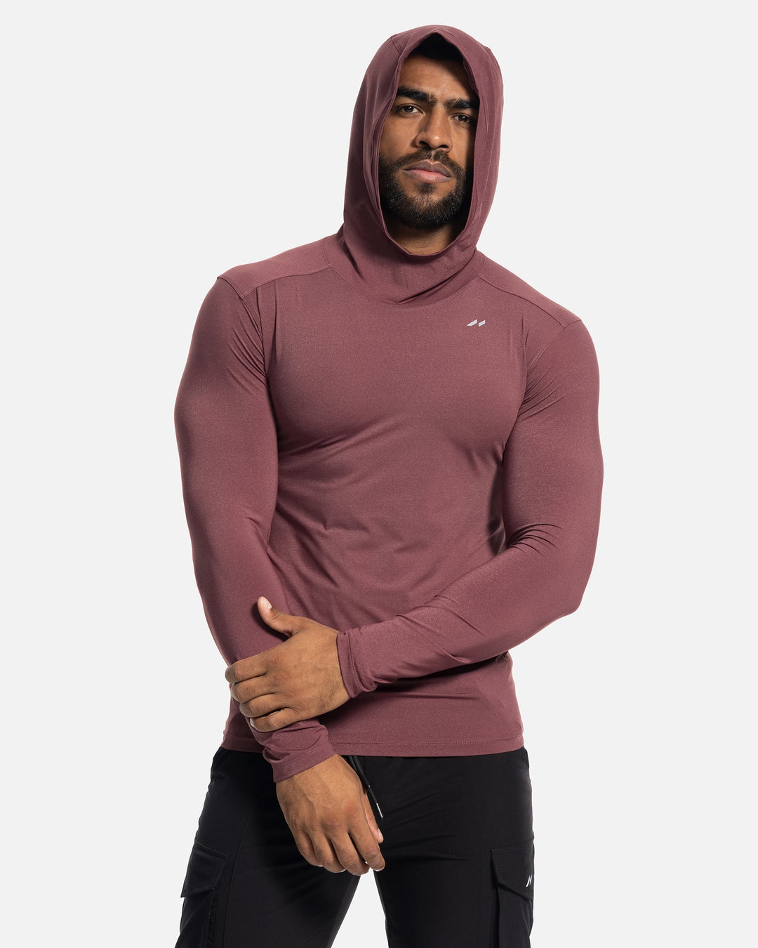 Baselayer hoodie for men's active comfort, featuring moisture-wicking and sleek stealth design.