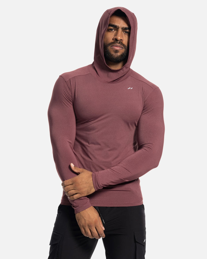 Baselayer hoodie for men's active comfort, featuring moisture-wicking and sleek stealth design.