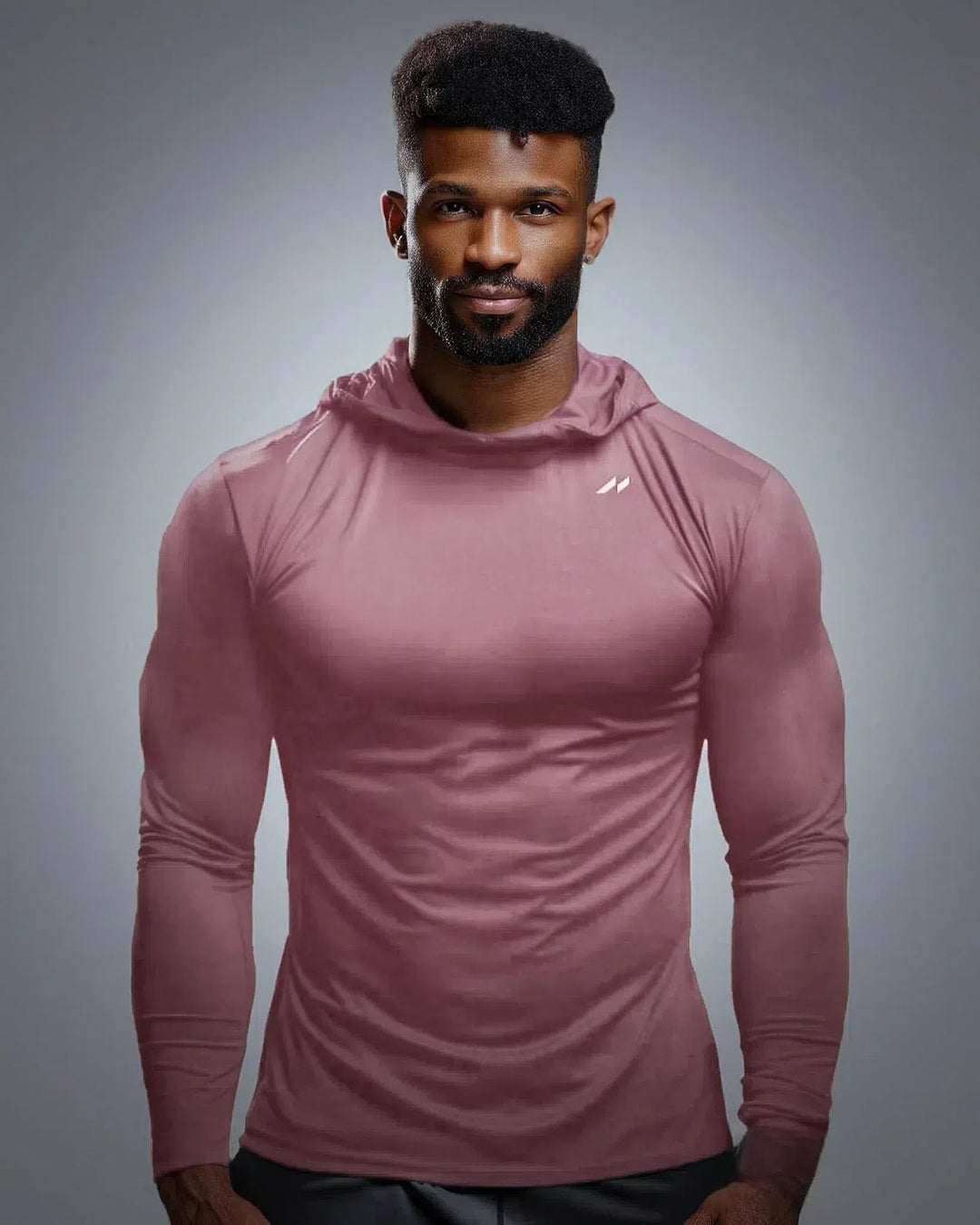 Moisture-wicking baselayer hoodie for men's activewear, perfect for workouts & sports training.