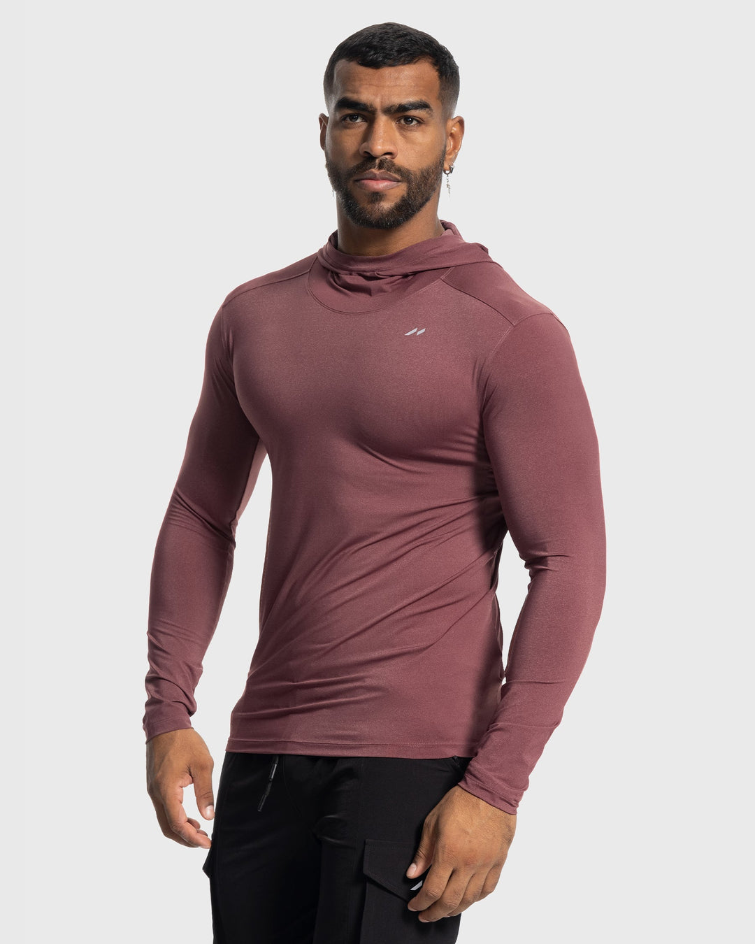 Sleek men's performance top, a baselayer hoodie for gym, running & active lifestyles.