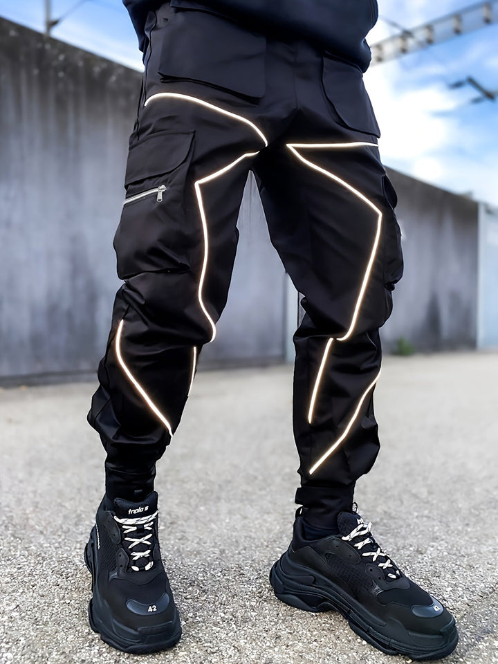 Men's Stealth Reflective Cargo Jogger Pants, combining street style with activewear functionality.