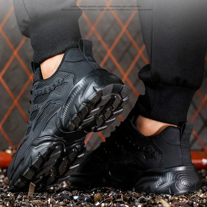 Durable men's steel toe safety sneakers, anti-slip work shoes for ultimate foot protection.