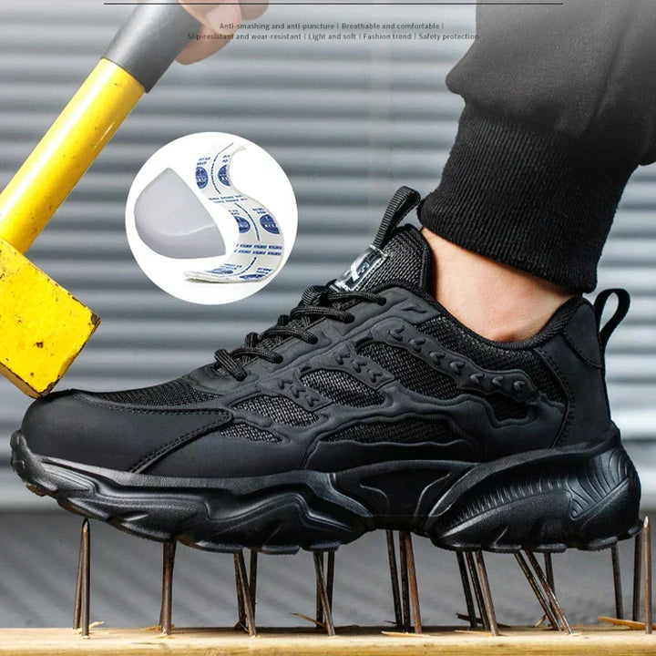 TitanGuard men's steel toe safety sneakers, comfortable protective footwear for demanding jobs.
