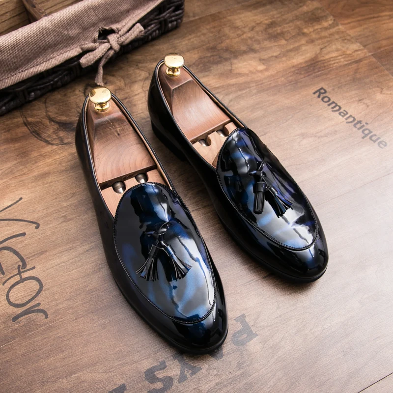 Men's Sterling Midnight loafers, polished blue leather, all-day comfort, elegant formal footwear.