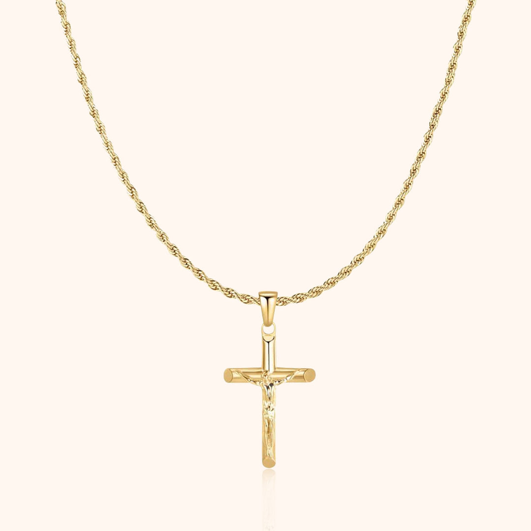 Elegant men's sterling silver cross chain necklace, a versatile faith pendant for contemporary men's fashion.
