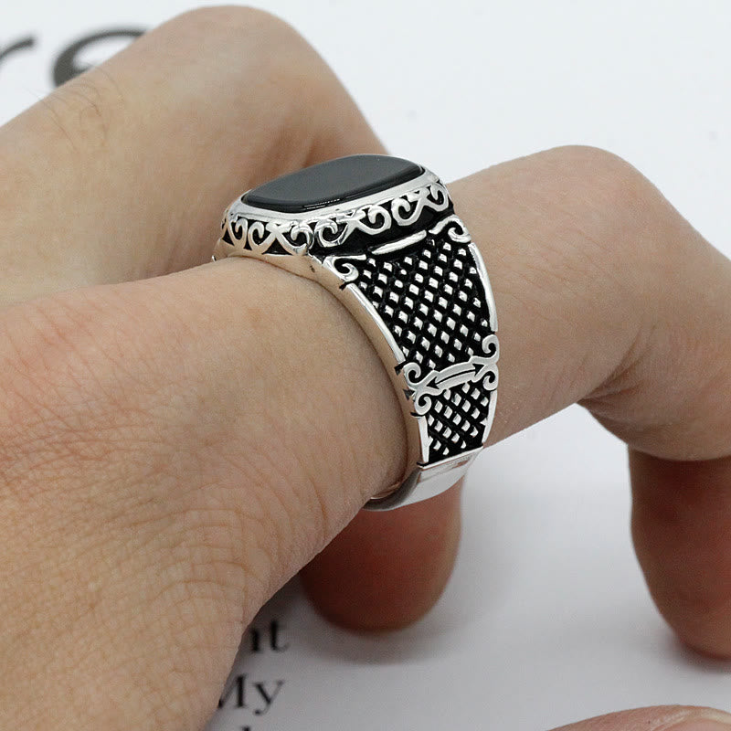 Sophisticated black onyx sterling silver men's ring, an ideal masculine gift for him.