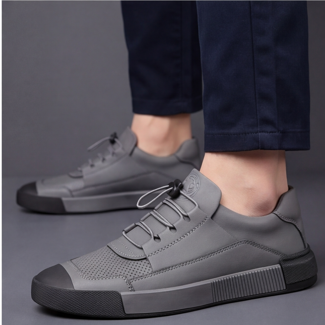 Active man walking in Sterling men's shoes, designed for comfort & performance.