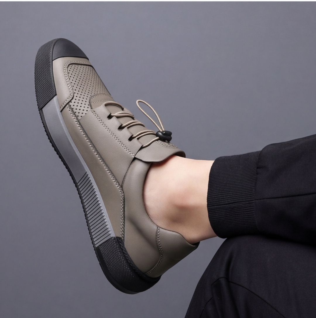 Front view of Sterling men's casual shoes, showcasing toggle lace detail.