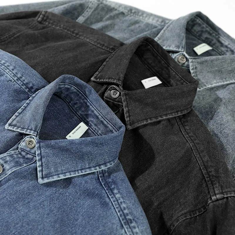 Men's everyday stone-washed shirt. Relaxed fit, long sleeve casual top with a classic button-down design.
