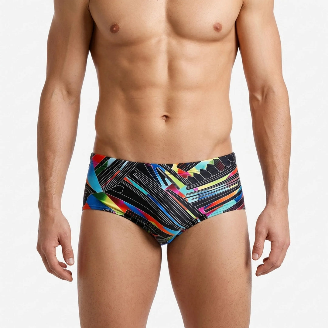 Low rise men's square cut swimwear. Athletic design perfect for beachwear, swimming & summer activities.