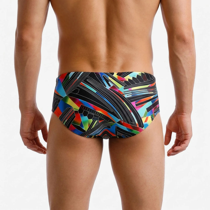 Durable men's square cut swim trunks. Performance swimwear for active pool sessions & water sports.