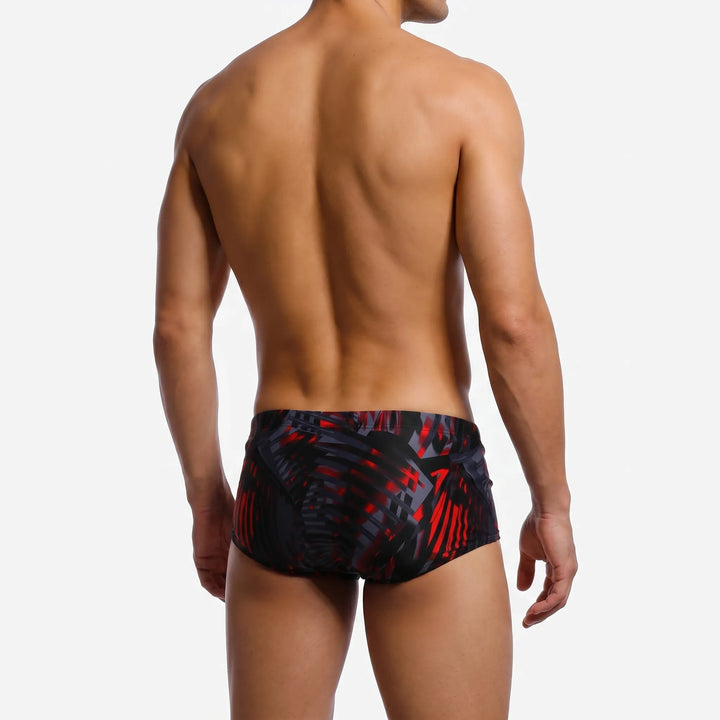 Men's performance square cut swim trunks. Versatile swimwear for pool, beach, and active water sports.