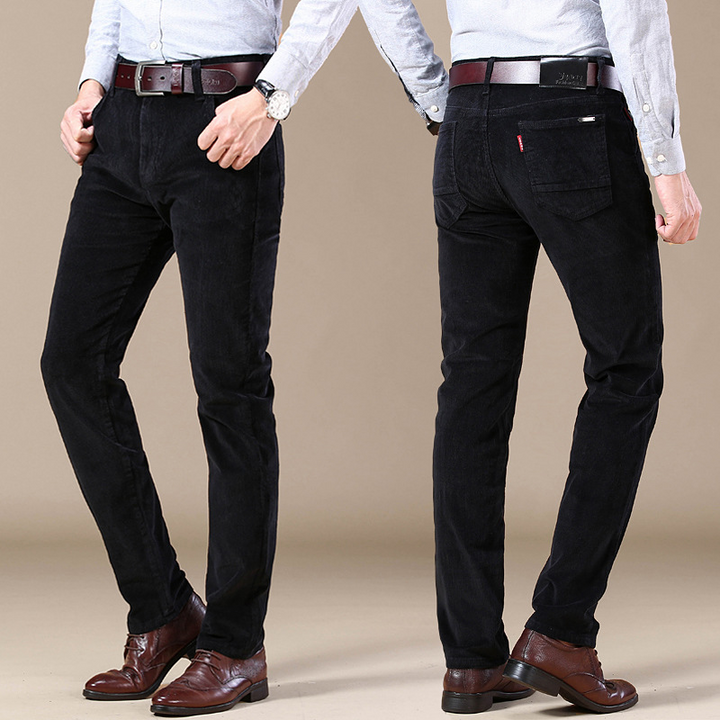 Classic men's cotton blend stretch corduroy trousers, durable and comfortable for everyday wear. Versatile casual pants.