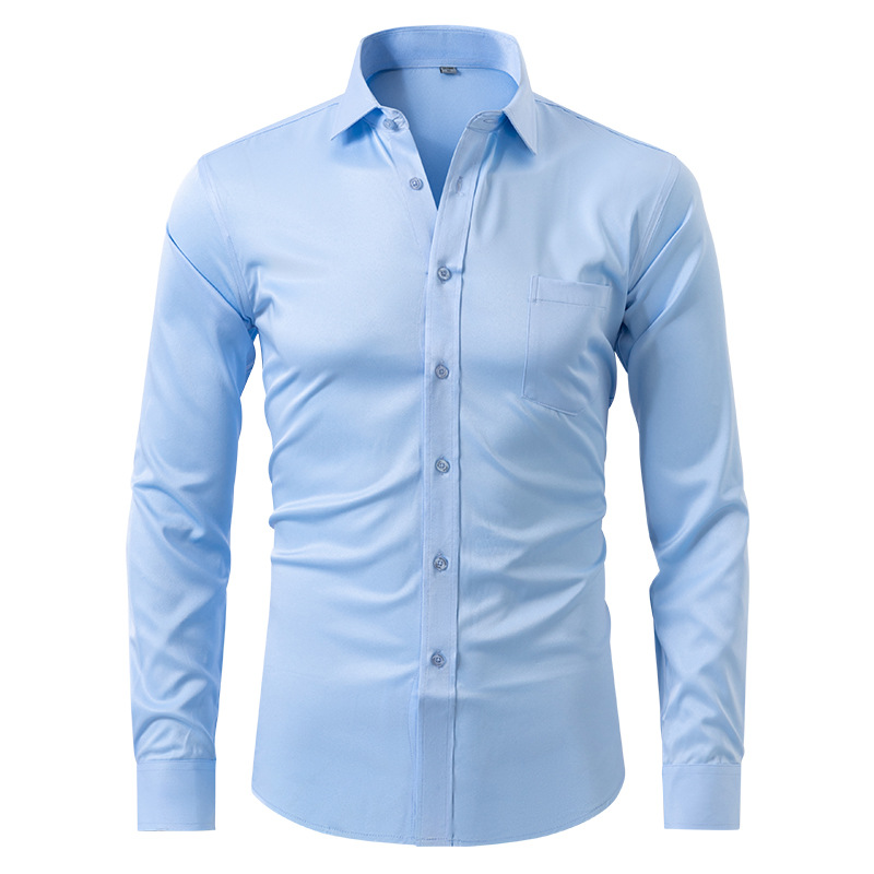 Modern men's long sleeve stretch shirt, designed for business casual and professional comfort.