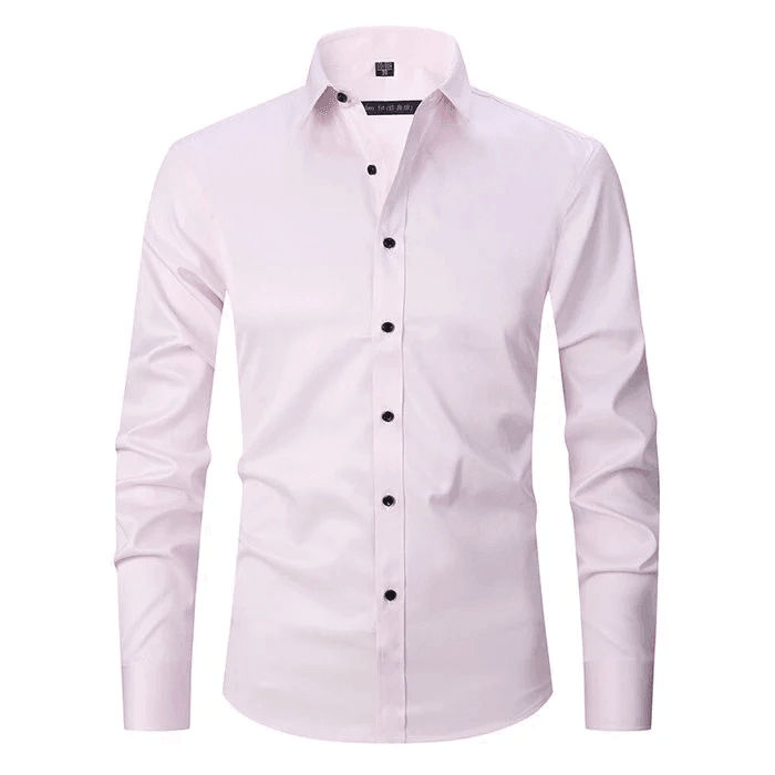 Versatile men's stretch dress shirt, long sleeve, suitable for formal, business, and daily wear.
