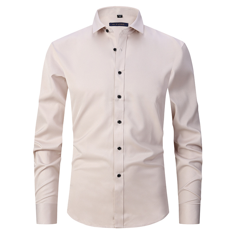 Durable men's stretch dress shirt, long sleeve button-up, perfect for professional or casual style.