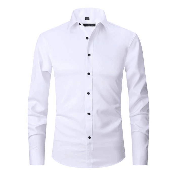 Classic men's long sleeve button-up stretch shirt, ideal for business casual & office wear.