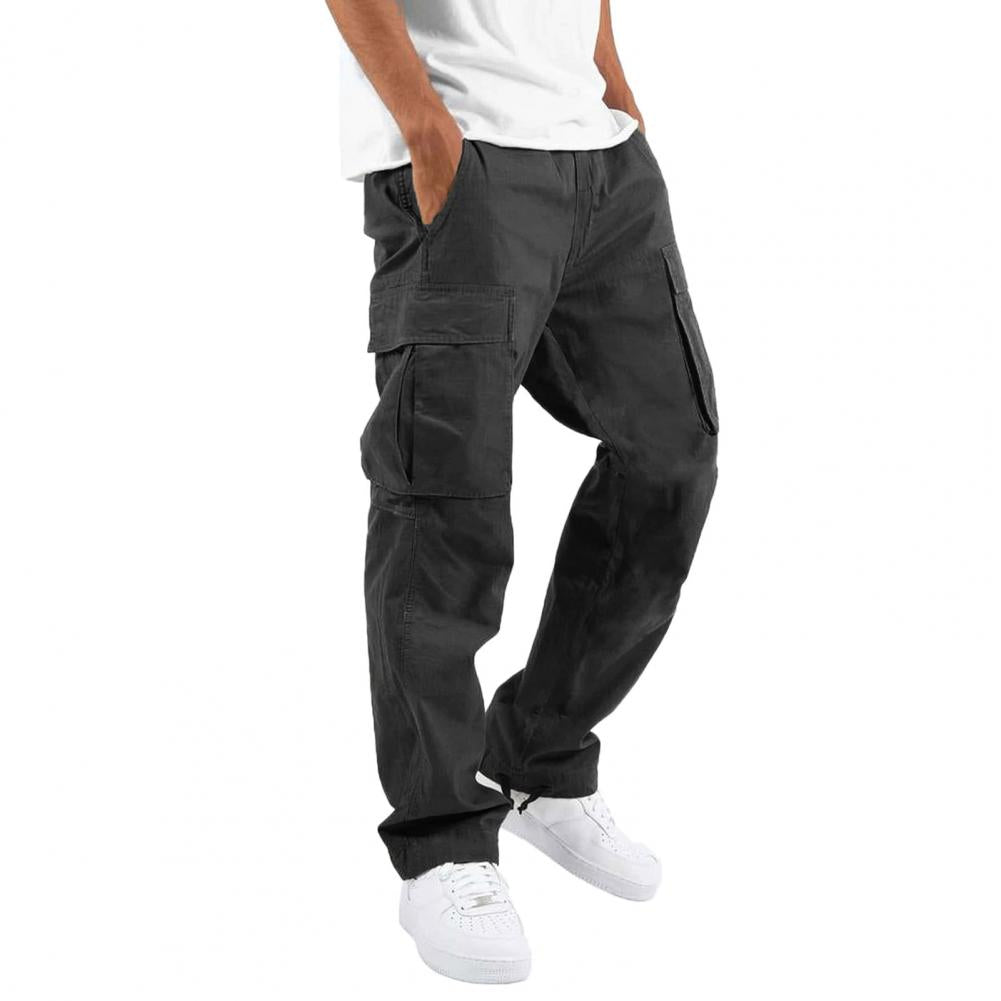 Flexible men's cargo pants with stretch fabric & regular fit. Versatile multi-pocket utility trousers for active men.